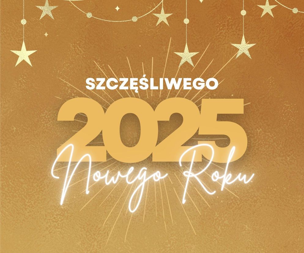 Złotka kartka szczęśliwego nowego roku 2025